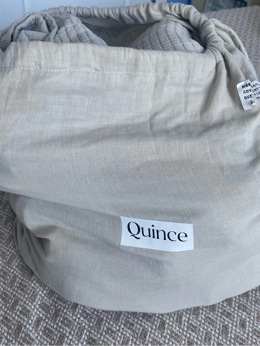 NWOT Organic Ribbed Cotton Coverlet Set in Light Grey